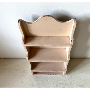 Primitive Folk Art Painted Pink Wall Shelf, Handmade Curio Cabinet, Spice Rack