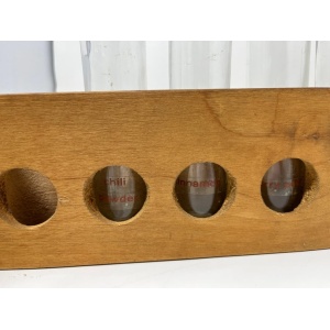 Primitive Rustic Handmade Wood Spice Rack with Glass Bottles, Wall Mount