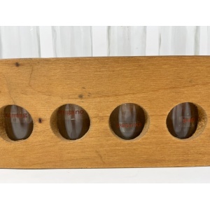 Primitive Rustic Handmade Wood Spice Rack with Glass Bottles, Wall Mount