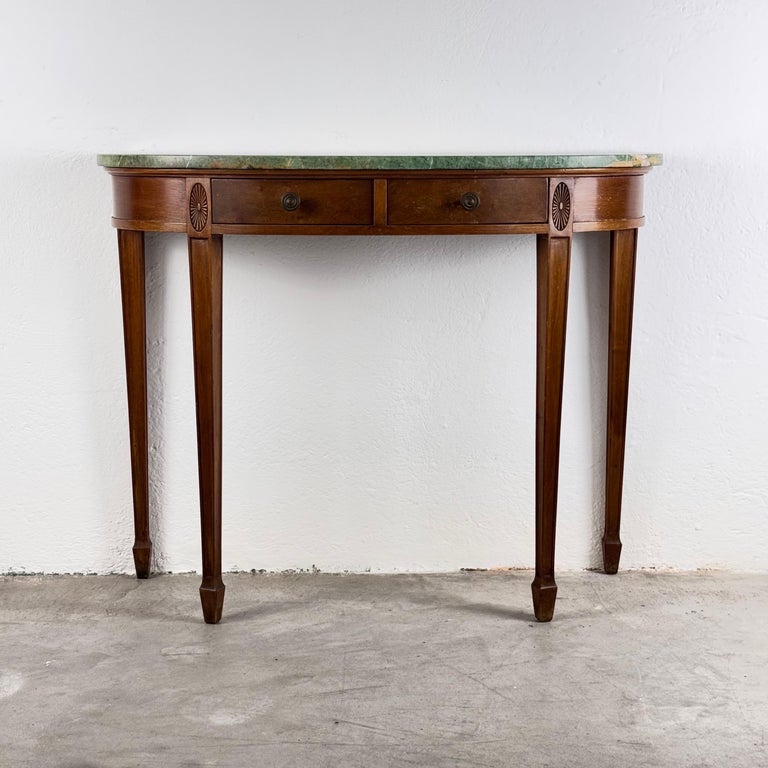 Rare 1940 Console by Paolo Buffa in Walnut with Green Alpi Marble Top
