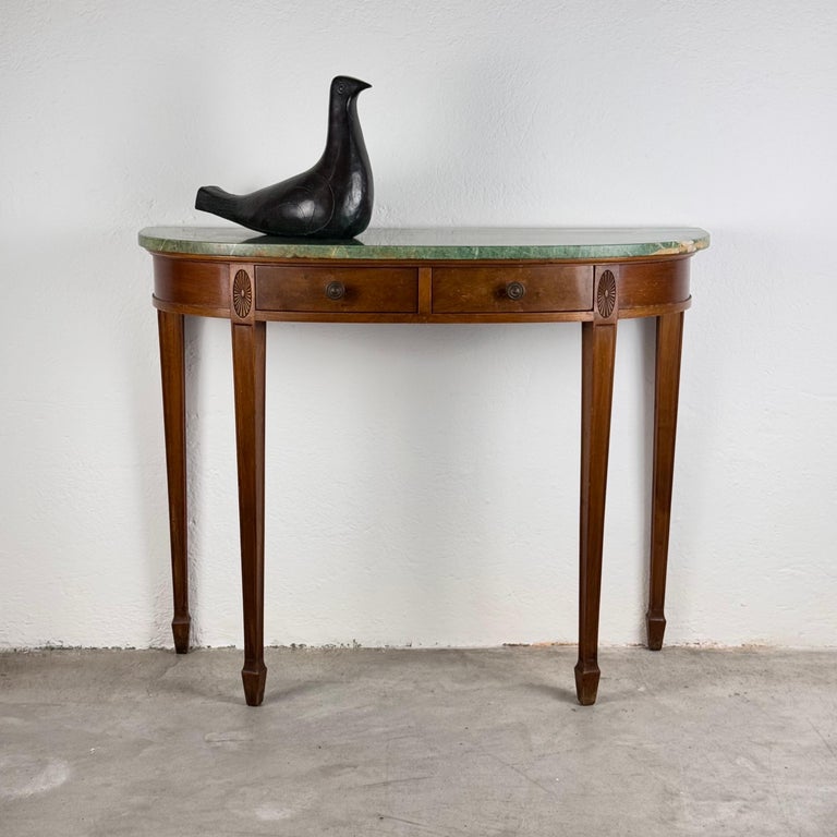 Rare 1940 Console by Paolo Buffa in Walnut with Green Alpi Marble Top