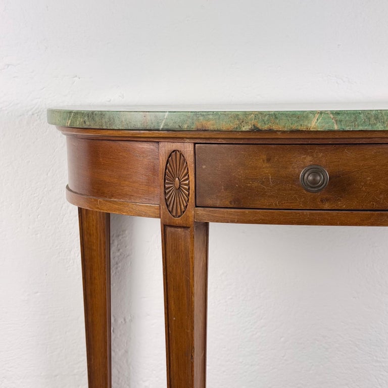 Rare 1940 Console by Paolo Buffa in Walnut with Green Alpi Marble Top