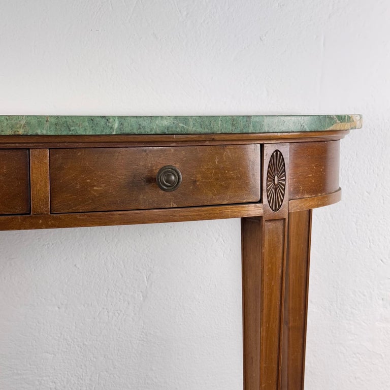 Rare 1940 Console by Paolo Buffa in Walnut with Green Alpi Marble Top
