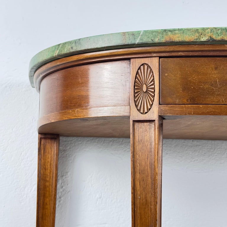Rare 1940 Console by Paolo Buffa in Walnut with Green Alpi Marble Top
