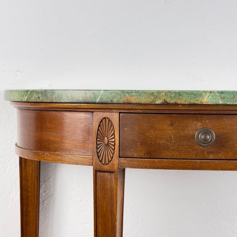 Rare 1940 Console by Paolo Buffa in Walnut with Green Alpi Marble Top