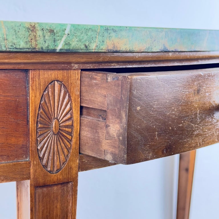 Rare 1940 Console by Paolo Buffa in Walnut with Green Alpi Marble Top