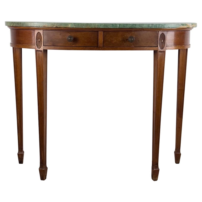Rare 1940 Console by Paolo Buffa in Walnut with Green Alpi Marble Top