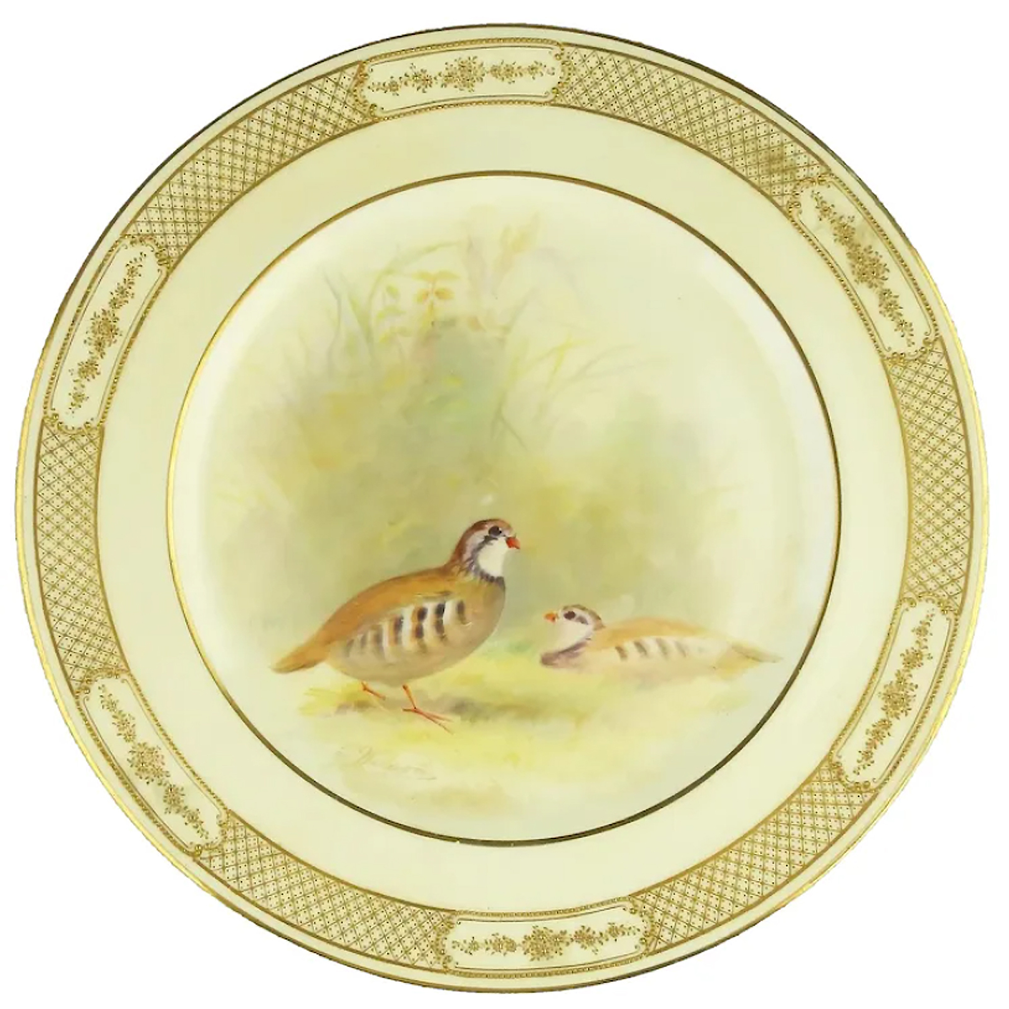 A fine antique porcelain hand-painted Royal Doulton Cabinet Plate signed C.1900