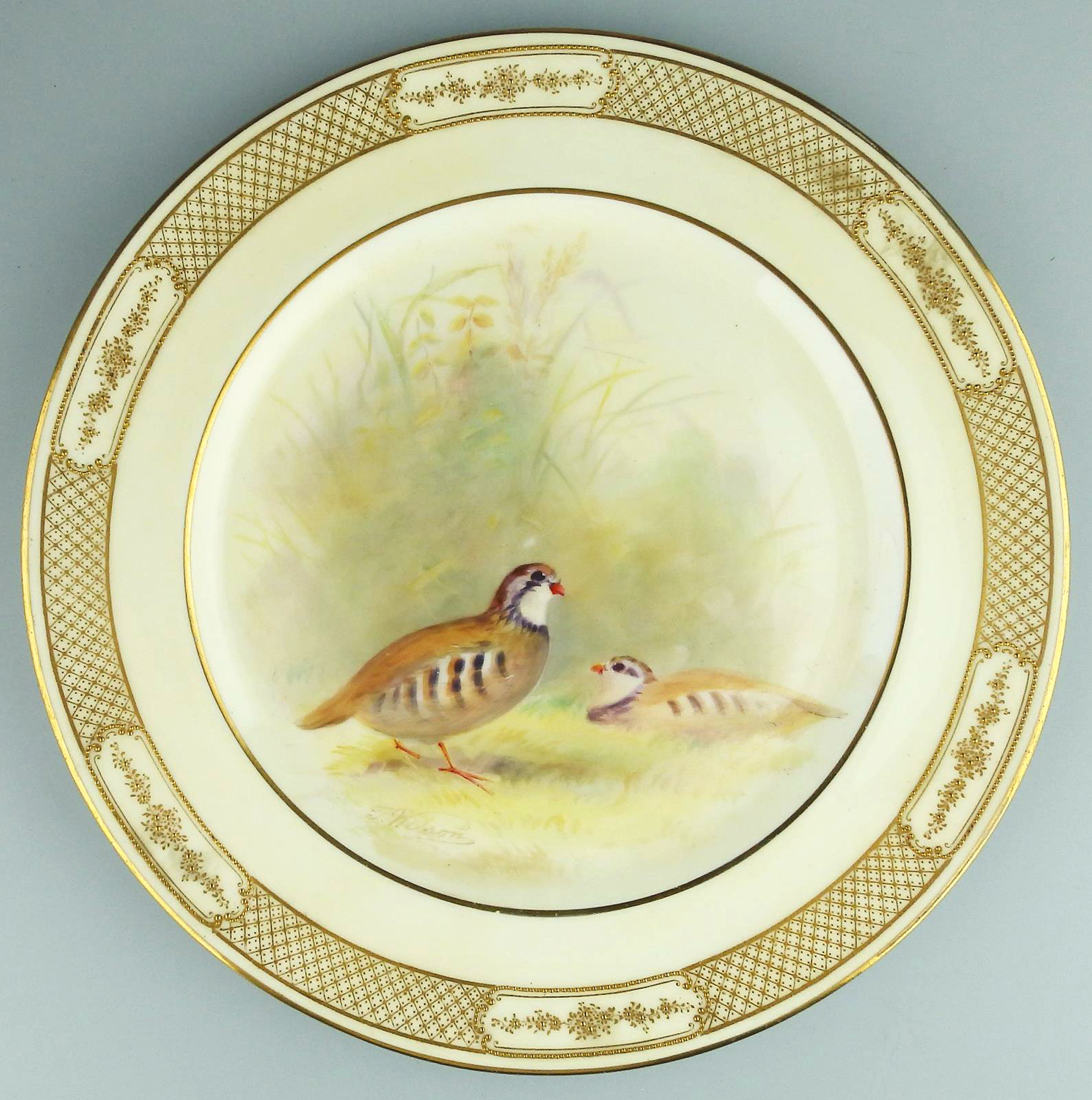 A fine antique porcelain hand-painted Royal Doulton Cabinet Plate signed C.1900