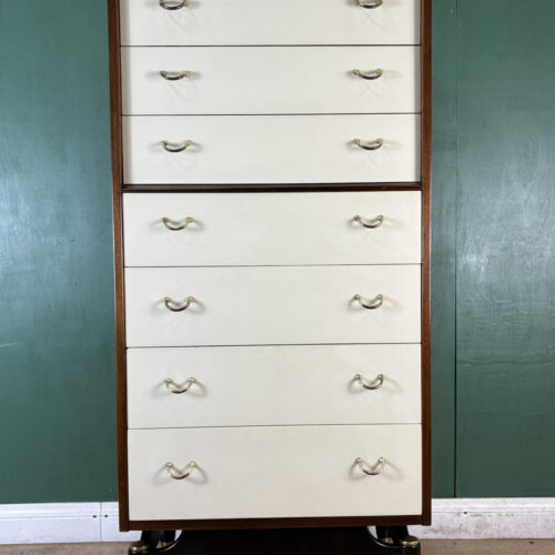 Retro Vintage Mid Century G Plan Librenza White Tallboy Chest Of Drawers-Courier