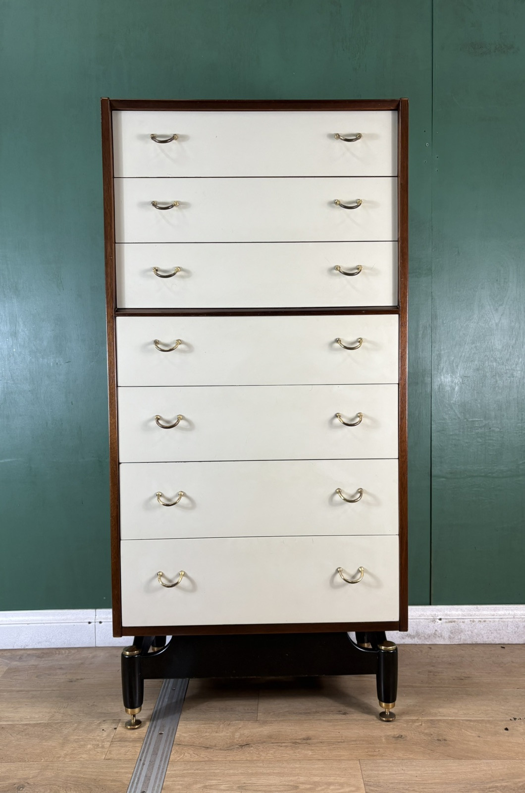 Retro Vintage Mid Century G Plan Librenza White Tallboy Chest Of Drawers-Courier