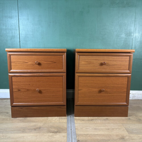 Retro Vintage Mid Century Teak G Plan Pair Of Two Bedside Cabinets-Courier