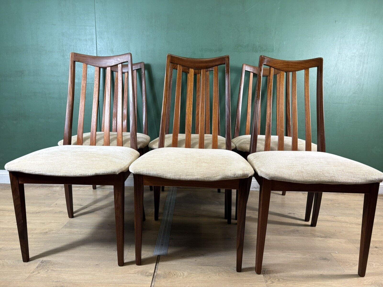 Retro Vintage Mid Century Teak G Plan Set Of 6x Chairs-Courier