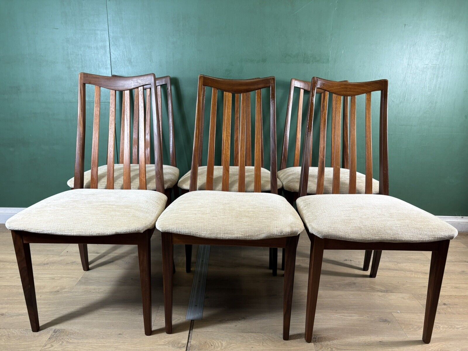 Retro Vintage Mid Century Teak G Plan Set Of 6x Chairs-Courier