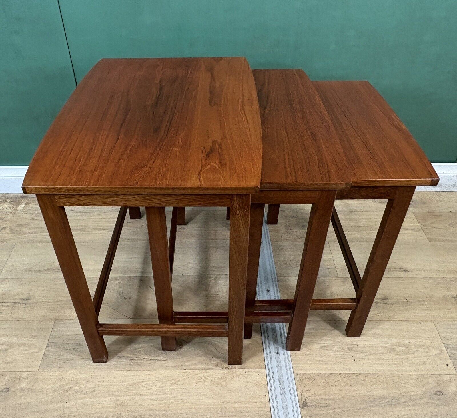 Retro Vintage Mid Century Teak Nest Of Tables-Courier