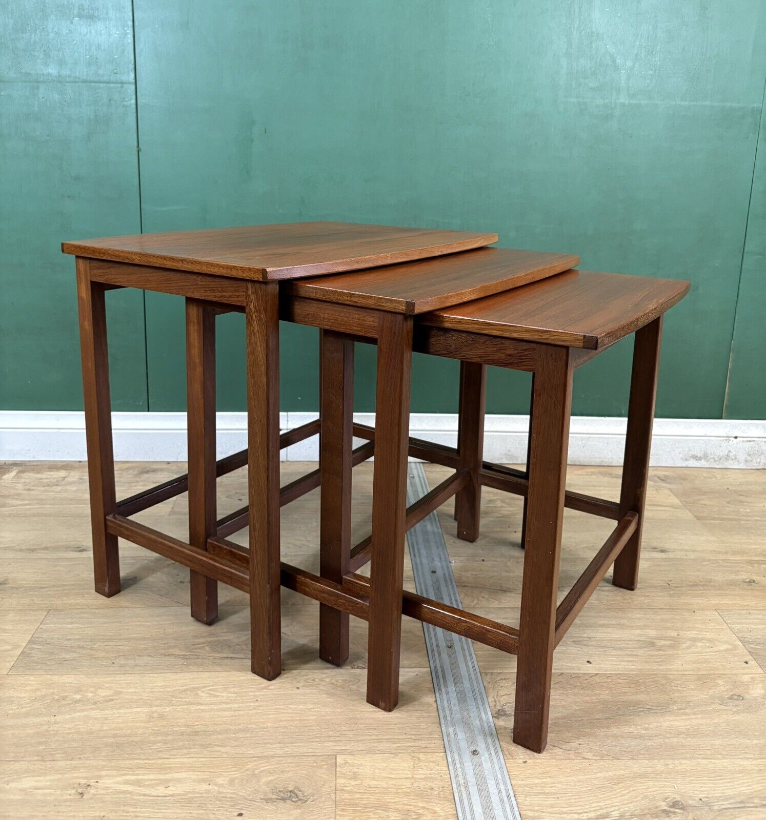 Retro Vintage Mid Century Teak Nest Of Tables-Courier