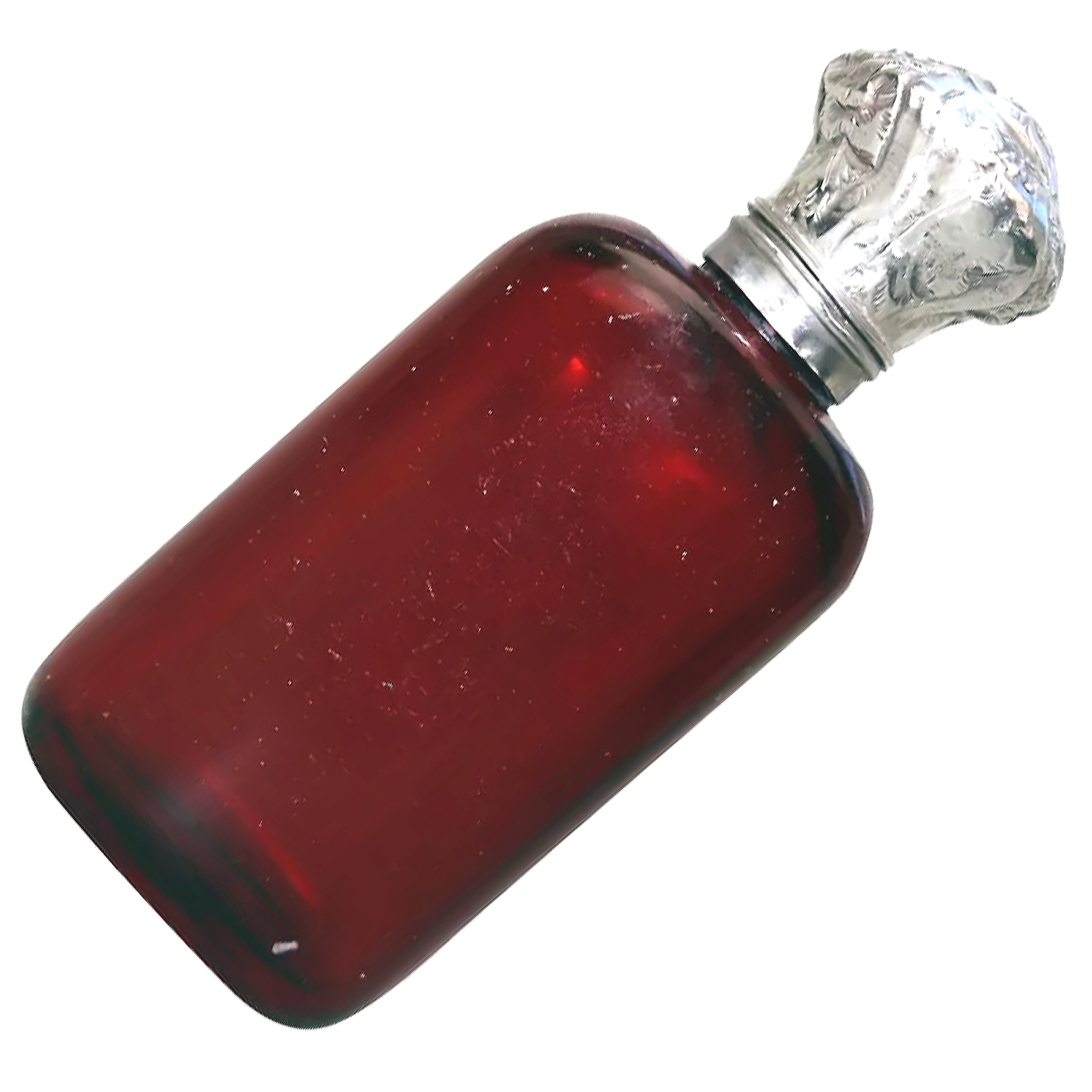 A good antique solid silver and ruby glass Scent Bottle C.19thC