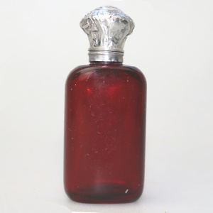 A good antique solid silver and ruby glass Scent Bottle C.19thC