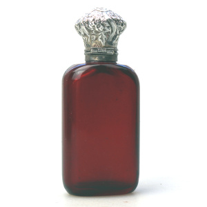 A good antique solid silver and ruby glass Scent Bottle C.19thC