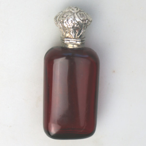 A good antique solid silver and ruby glass Scent Bottle C.19thC