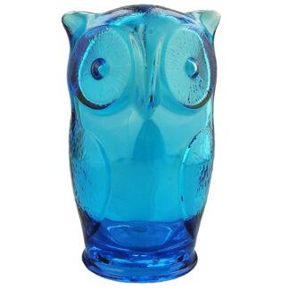 A vintage mid-century retro novelty art glass blue Money Box of an owl C.1970's