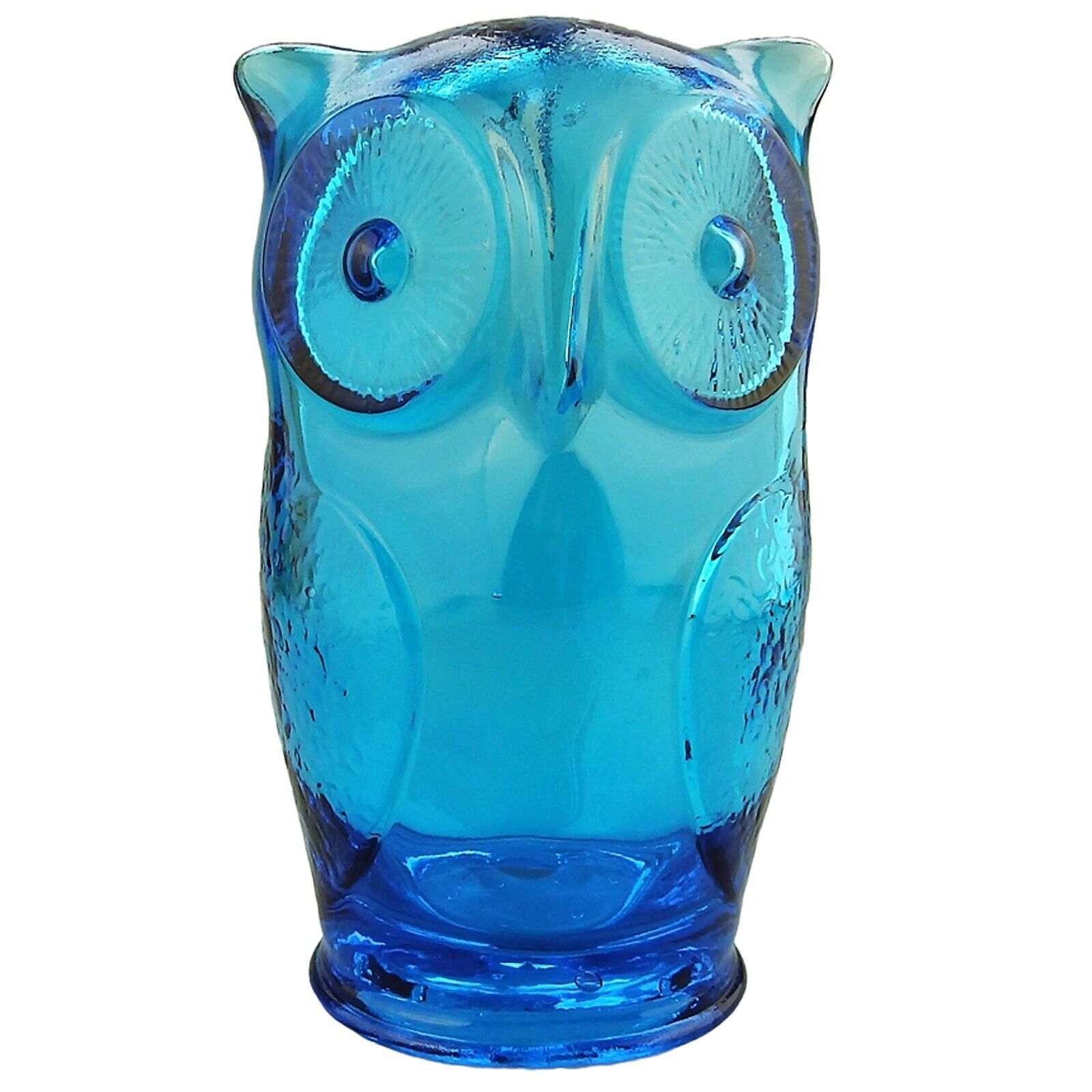 A vintage mid-century retro novelty art glass blue Money Box of an owl C.1970's