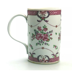 An antique French Samson of Paris porcelain Chinese Famille Rose Tankard C.19thC