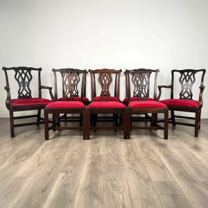Antique 18th Century Unusual Set Of 8 Irish Dining Chairs