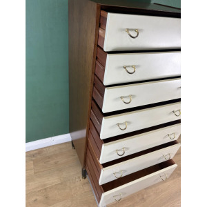 Vintage Mid Century G Plan Librenza White Tallboy Chest Of Drawers