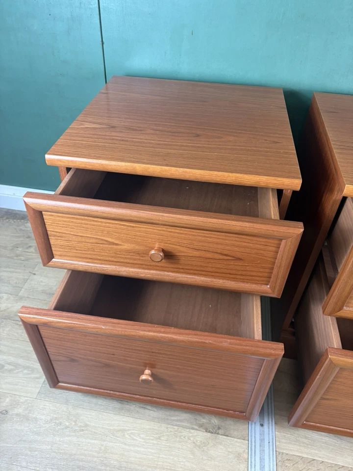 Vintage Mid Century Teak G Plan Pair Of Two Bedside Cabinets