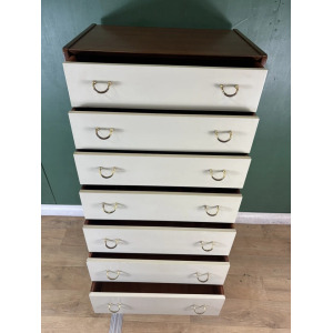 Vintage Mid Century G Plan Librenza White Tallboy Chest Of Drawers