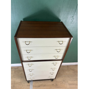 Vintage Mid Century G Plan Librenza White Tallboy Chest Of Drawers