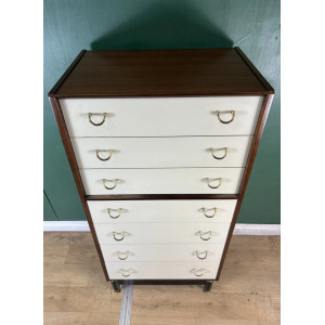 Vintage Mid Century G Plan Librenza White Tallboy Chest Of Drawers
