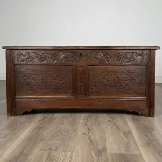 Antique 18th Century Carved Oak Coffer