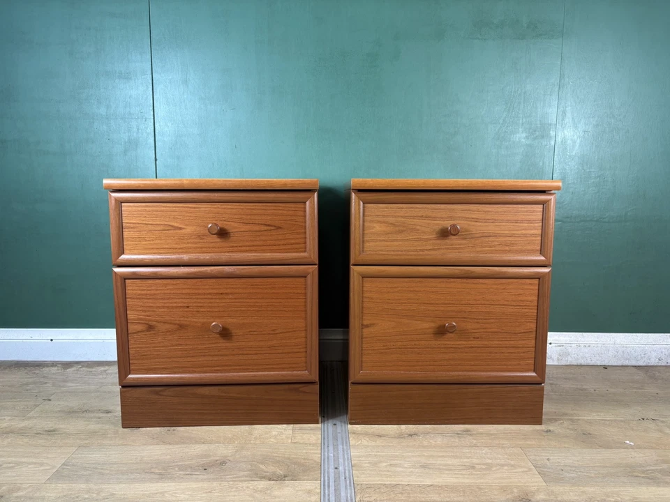 Vintage Mid Century Teak G Plan Pair Of Two Bedside Cabinets