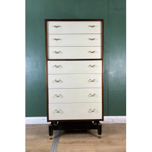 Vintage Mid Century G Plan Librenza White Tallboy Chest Of Drawers