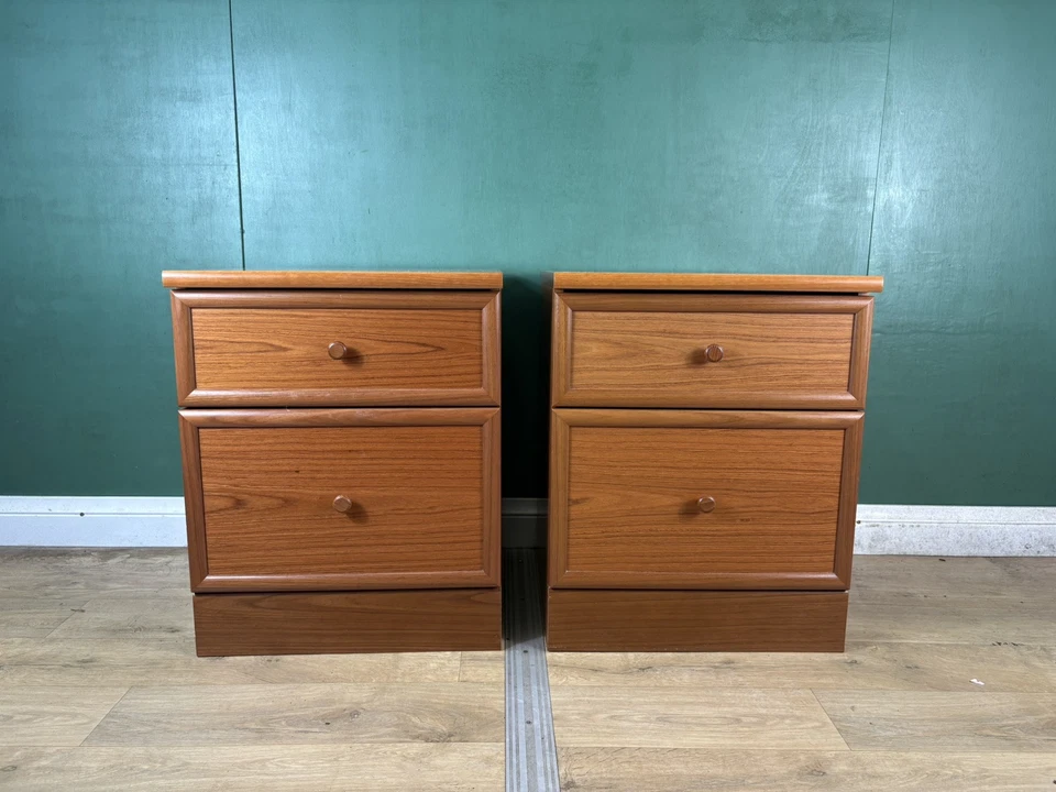 Vintage Mid Century Teak G Plan Pair Of Two Bedside Cabinets