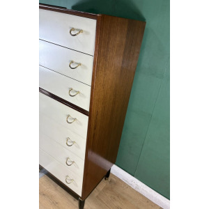Vintage Mid Century G Plan Librenza White Tallboy Chest Of Drawers