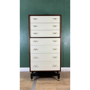 Vintage Mid Century G Plan Librenza White Tallboy Chest Of Drawers