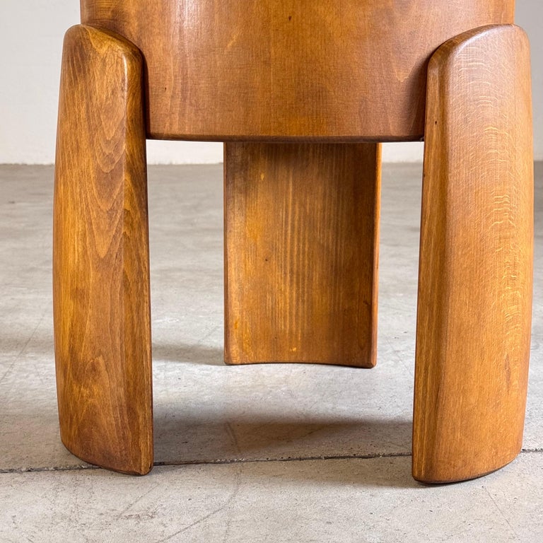 Sculptural Pair of Wooden Stools with Luxurious Poodle Fur Upholster by FORME