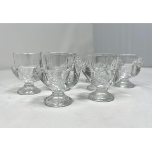 Set of 8 French Luminarc Clear Pressed Glass Egg Cups