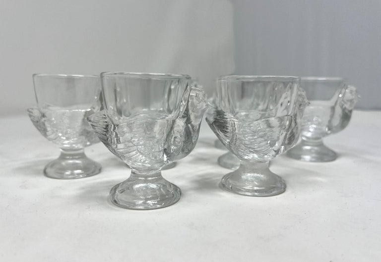 Set of 8 French Luminarc Clear Pressed Glass Egg Cups