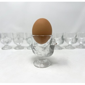 Set of 8 French Luminarc Clear Pressed Glass Egg Cups