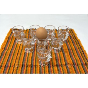 Set of 8 French Luminarc Clear Pressed Glass Egg Cups