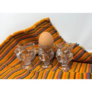 Set of 8 French Luminarc Clear Pressed Glass Egg Cups