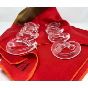 Set of 8 MCM Pretzel Clear Lucite Napkin Rings by Dorothy Thorpe