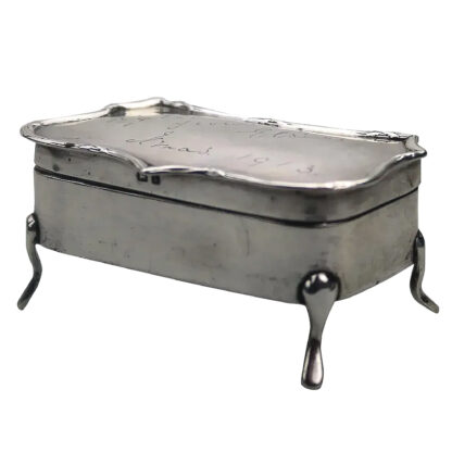 An antique Edwardian English sterling solid silver Trinket Jewellery Box C.1907