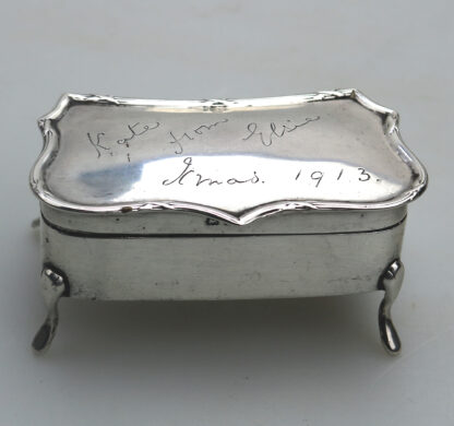 An antique Edwardian English sterling solid silver Trinket Jewellery Box C.1907 - Image 4