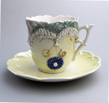 Attractive antique porcelain egg shell lustre Seaside Souvenir Ware Cup & Saucer C.19thC - Image 2