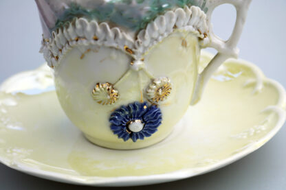 Attractive antique porcelain egg shell lustre Seaside Souvenir Ware Cup & Saucer C.19thC - Image 4